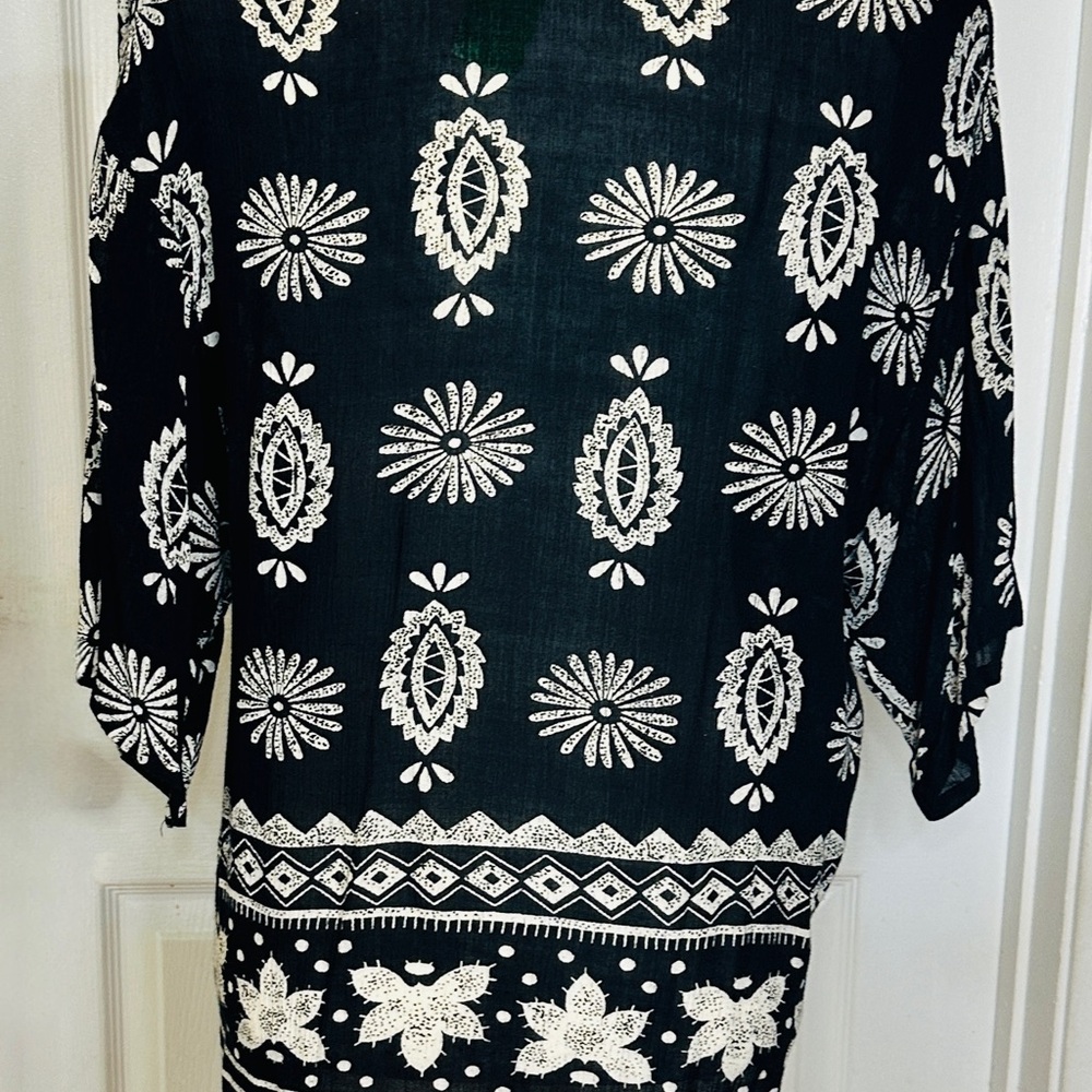 Exclusif By Whispers Flowy Comfy Two Piece Skirt Blouse Boho Black White Medium - Picture 11 of 16